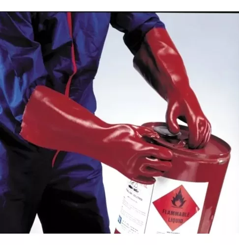 GUANTE PVC ROJO 40 CM (10)